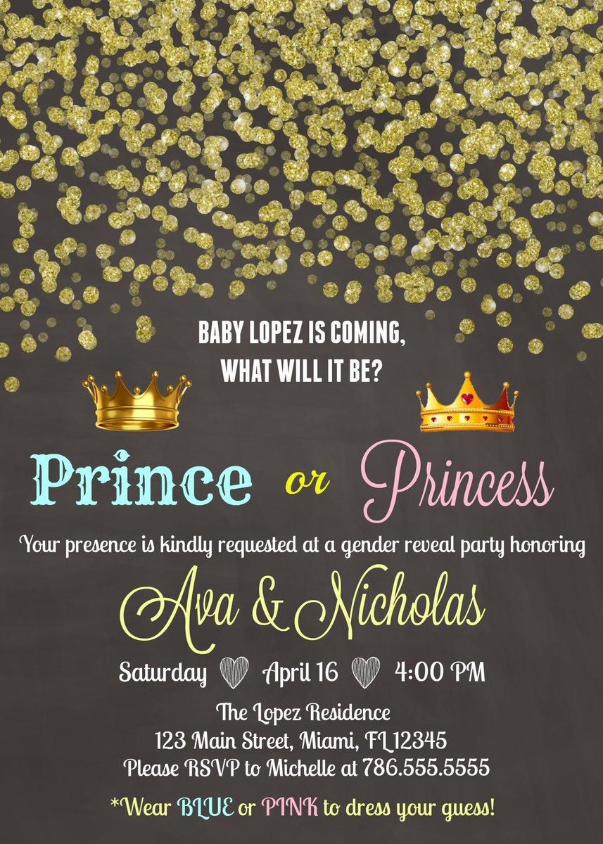 ElitePartyBtque's tweet photo. Prince or Princess... what will baby be? ๐๐ผ https://t.co/LvtGCLwSBN #elitepartyboutique #partyinvites #genderrevealinvite #princeorprincess https://t.co/U1rZCITg9H