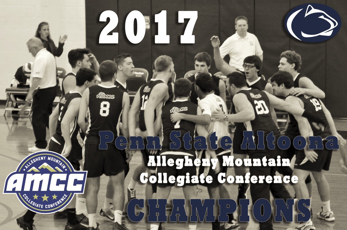 PSAltoonaLions's tweet photo. By going a perfect 8-0 against @AMCCsports opponents this season, Penn State Altoona men's volleyball is officially the 2017 AMCC champion! https://t.co/sfhlHQsuPh