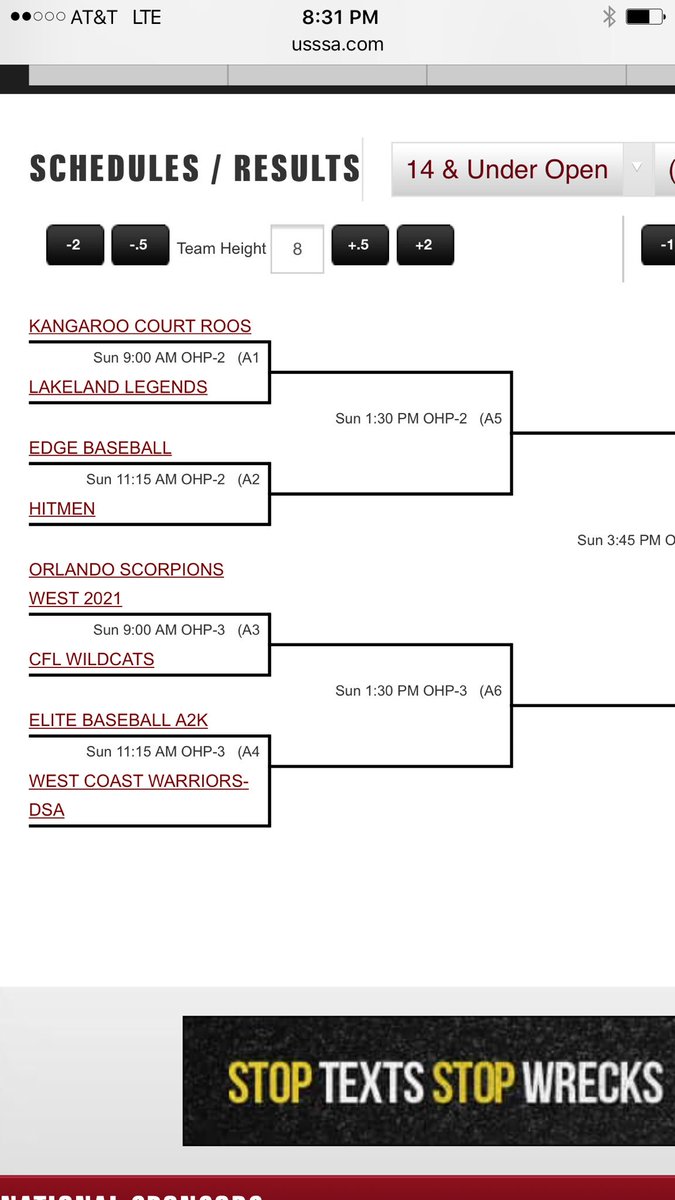 14u Elite Baseball Sunday schedule..
