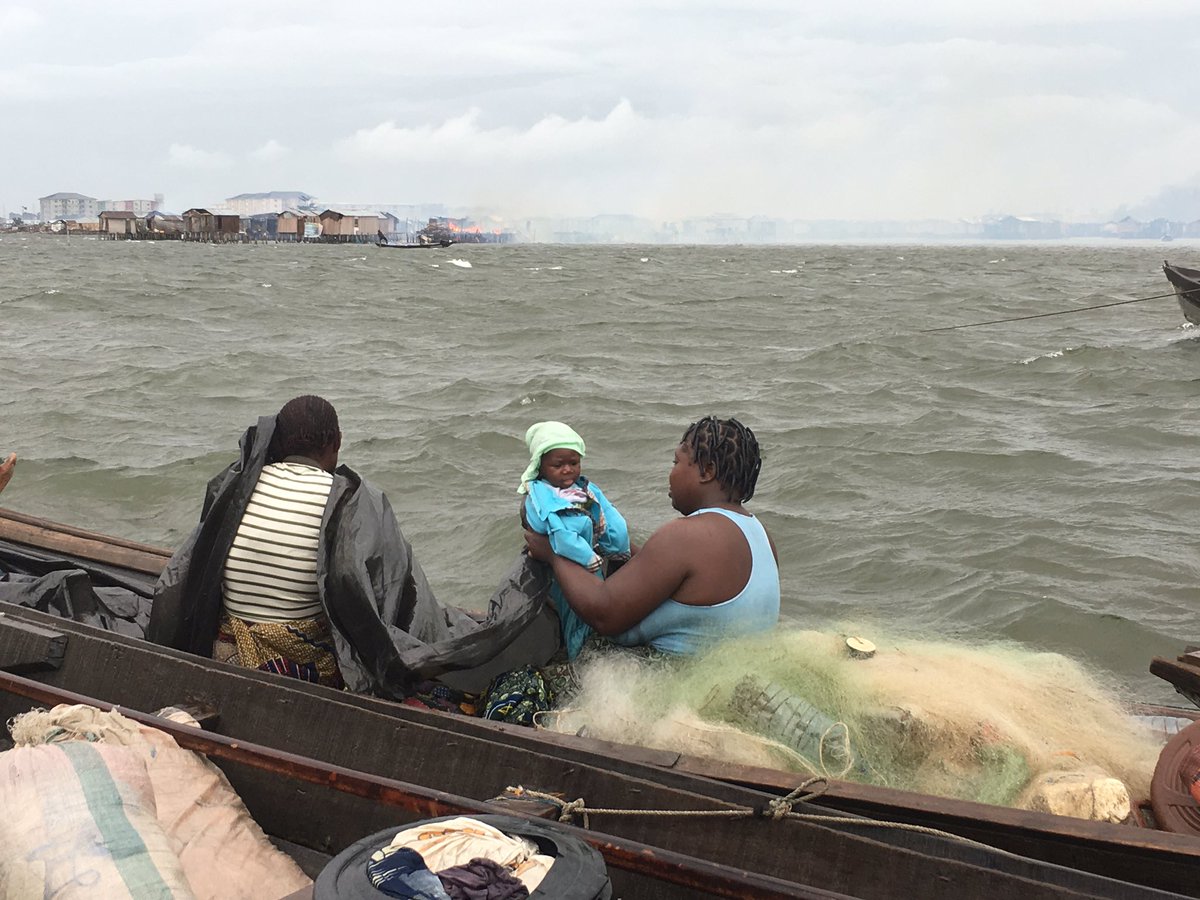 Shocking pictures Of OtodoGbame Residents in Lagos State living and sleeping at open sea after Gov Ambode drove them and burned down their residences.