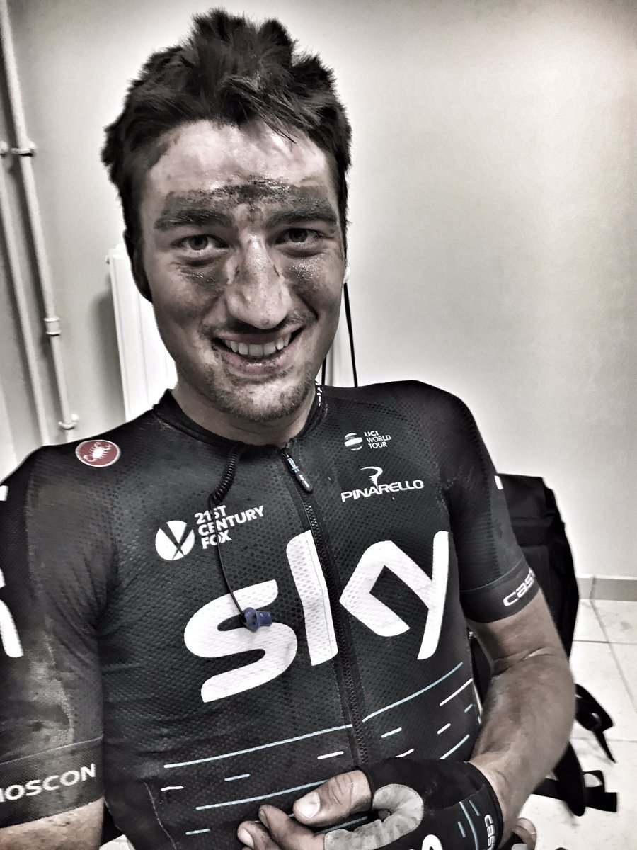 .<a href="/GianniMoscon/">Gianni Moscon</a> <a href="/TDWsport/">Tim De Waele</a> As you can see <a href="/GianniMoscon/">Gianni Moscon</a> is one happy guy! #ParisRoubaix