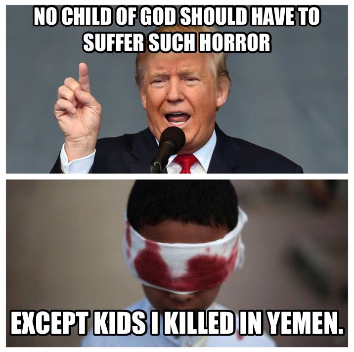 DamienLuvara's tweet photo. @realDonaldTrump @POTUS what about the kids you killed in Yemen? #thingsmoretrustedthantrump #sealteam6 #botchedraid #childmurderer https://t.co/aPGhAXDQH6