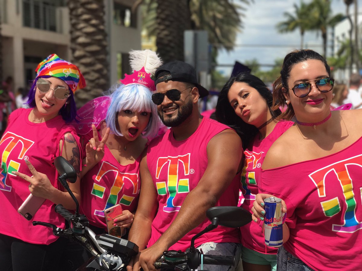 TifSantisteban's tweet photo. #tmobilesouthbeach celebrating with #pride 🌈 @ItsArleen @vanessalozano88 @BryanSignature @youurgirllcecii https://t.co/J0A9dpGfRV