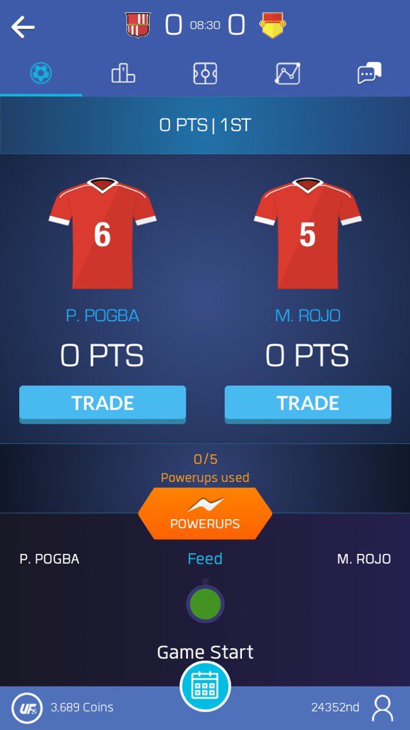 VenerableCube57's tweet photo. I just drafted Paul Pogba &amp; Marcos Rojo on @UltimateFanLive for Sunderland v Man United https://t.co/Uy1KinGI70 https://t.co/kDIQoRwbEs