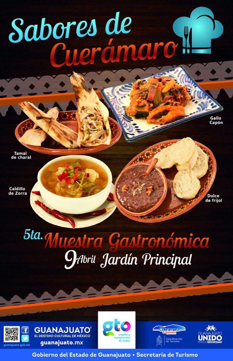 turismogobgente's tweet photo. 5ª Muestra Gastronómica Sabores de #Cuerámaro Descubre los sabores de su cocina tradicional ¡Los esperamos! @ferolivera09 
#FelizDomingo RT https://t.co/3kmUOcJWUp