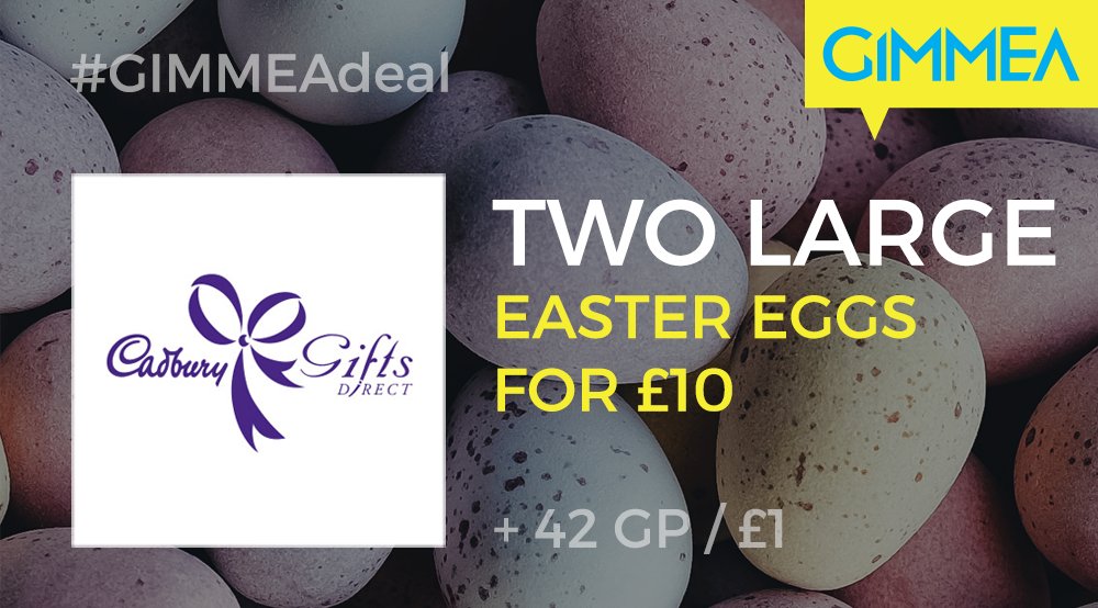Enjoy 2 large Easter Eggs for just £10 at <a href="/CadburyUK/">Cadbury UK</a> ! ow.ly/VhQy30aCLDJ #GIMMEAdeal #chocolate