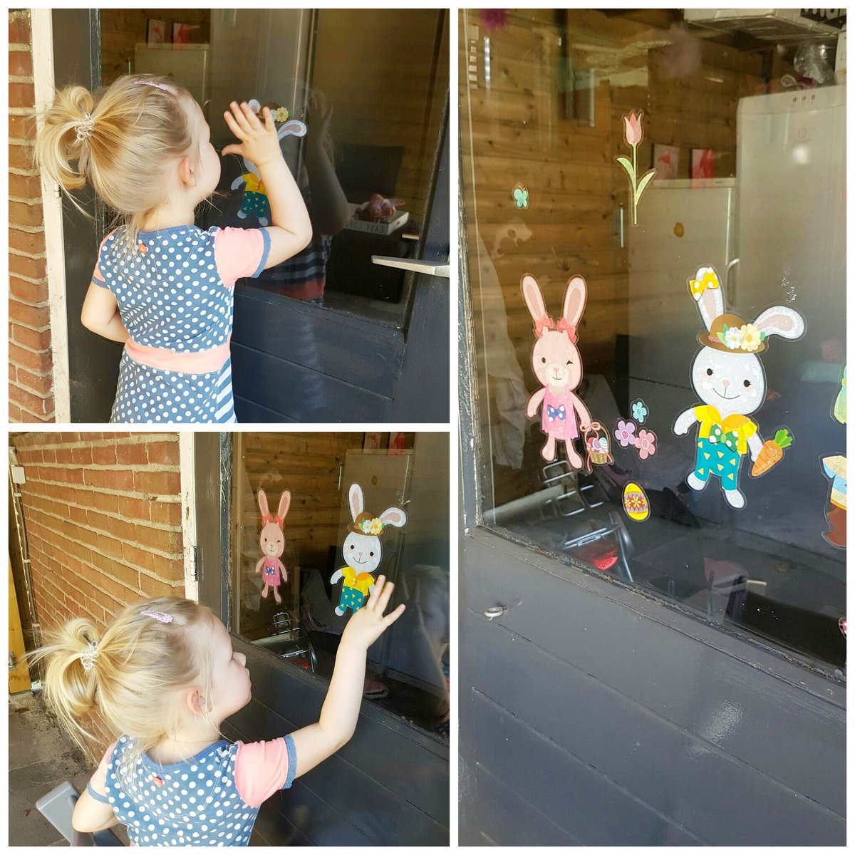 MetMirjamBlog's tweet image. Deel twee van de raamstickers hebben lekker buiten op de schuurdeur geplakt 🐰☉ #action #actionnederland metmirjam.com/tip-pasen-acti…