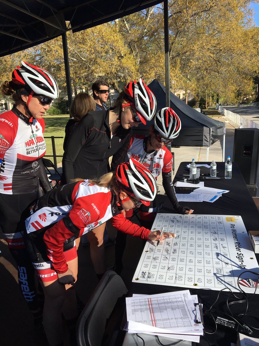 Rider Sign-In happening now for Pro 1/2 Women McClellan RR. Web cast begins 10am CT #AnnistonCycling