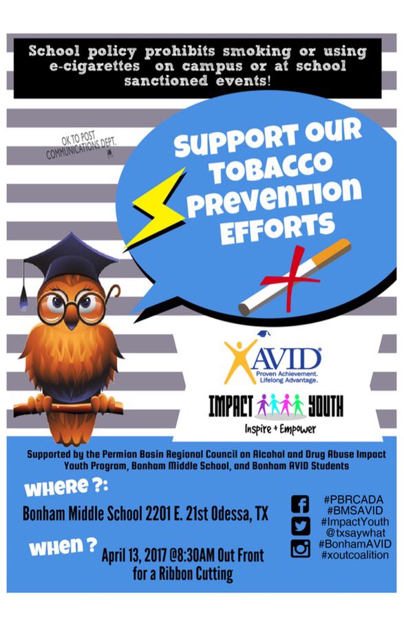 mrst72's tweet photo. #BonhamAVID tobacco prevention project. Imagination & talent! #BonFacNest #PBRCADA #impactYouth #xoutcoalition https://t.co/BNRhHbZM1I