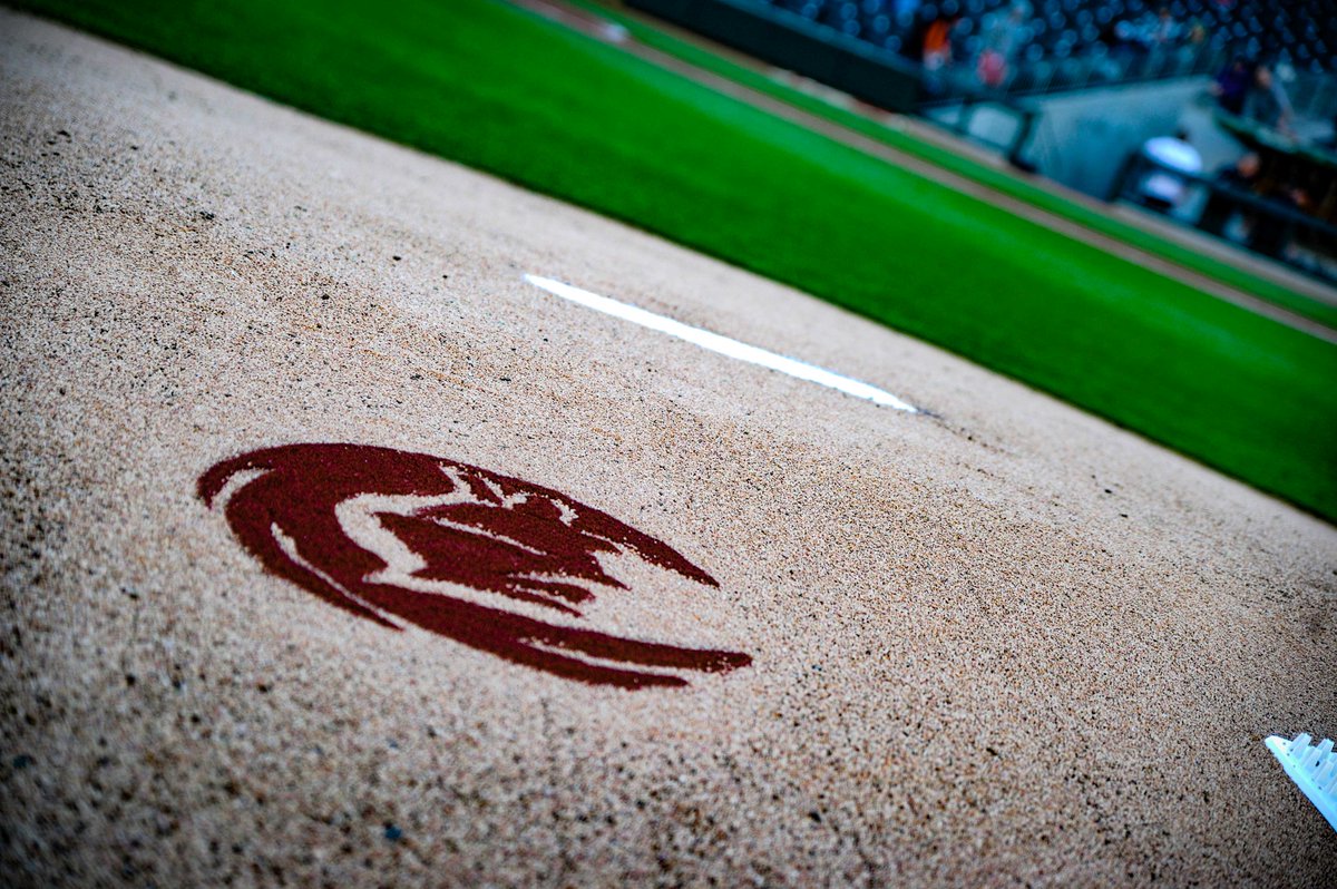 KnightsBaseball's tweet photo. Nice job by @knights_turf! The field is looking GREAT! Check out our logo on the pitcher's mound! #Knights30 https://t.co/t3gdjFU1Xo