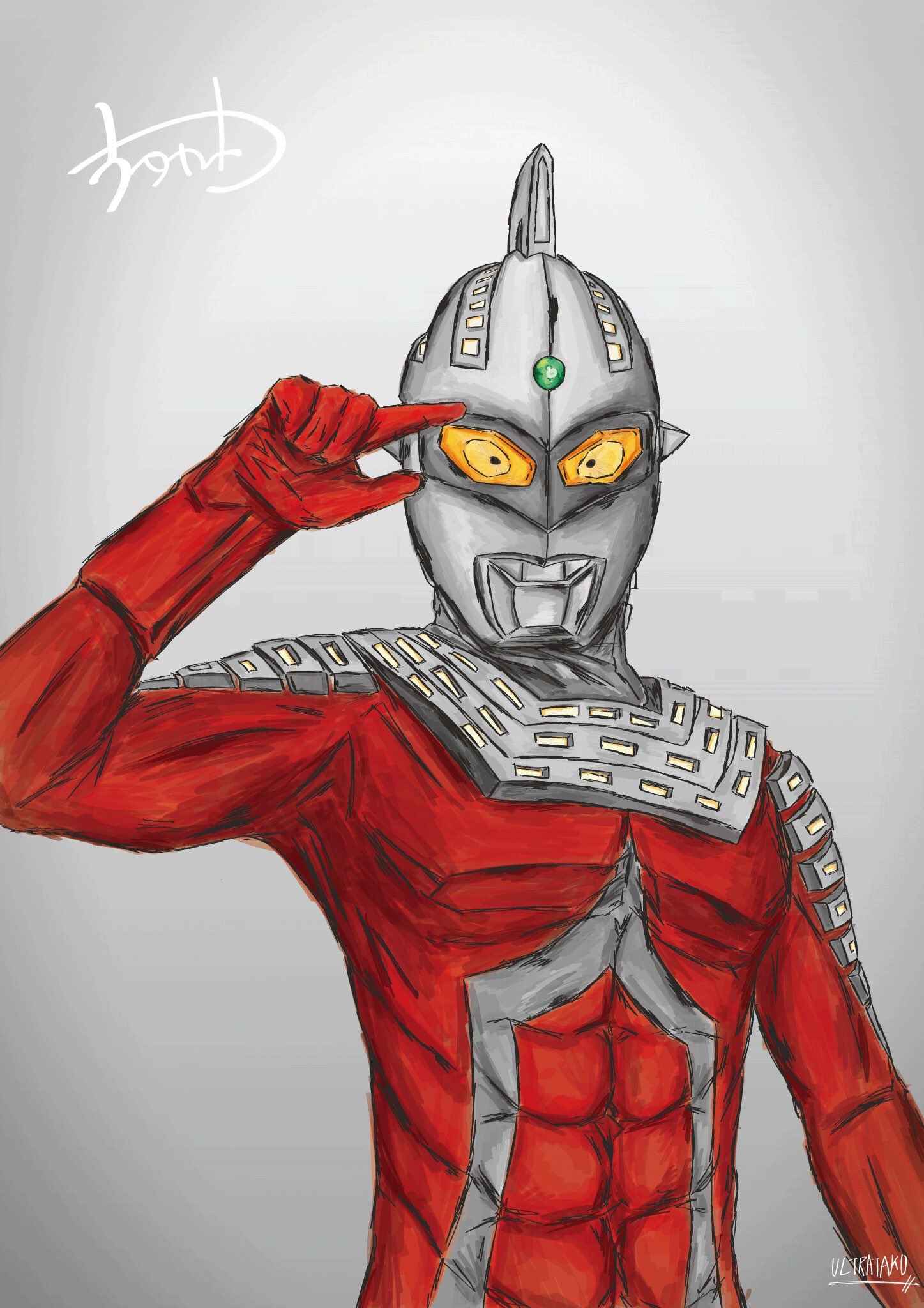 ウルトラセブン　イラスト 梶田達二直筆カラーイラスト ウルトラマン、ウルトラセブン