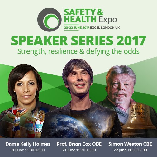 Hear from Safety &amp; Health Expo #keynotes for 2017 Prof Brian Cox OBE, Dame Kelly Holmes and Simon Weston OBE #SHExpo
ow.ly/BM7u30aw0YR