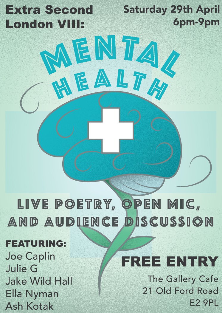 Poetry and audience discussion on the theme of mental health. 29th April at <a href="/The_GalleryCafe/">The Gallery Cafe</a>, Free entry!  facebook.com/events/1143918…