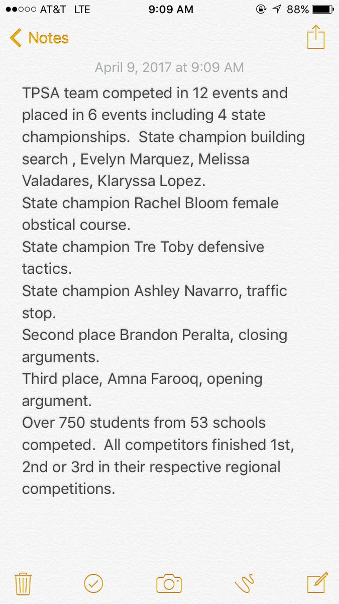 TPSA RESULTS ARE AS FOLLOWS ! Congrats to everyone who competed and those who placed at state!! 👮🏽👮🏼‍♀️