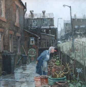 mike_loseby's tweet photo. "Red Rose Day" Oil by contemporary artist #JohnLines b.1938 in #Rugby..Endeavoured to portray every-day British urban life thru honest eyes. https://t.co/SK3F8wL2Ac