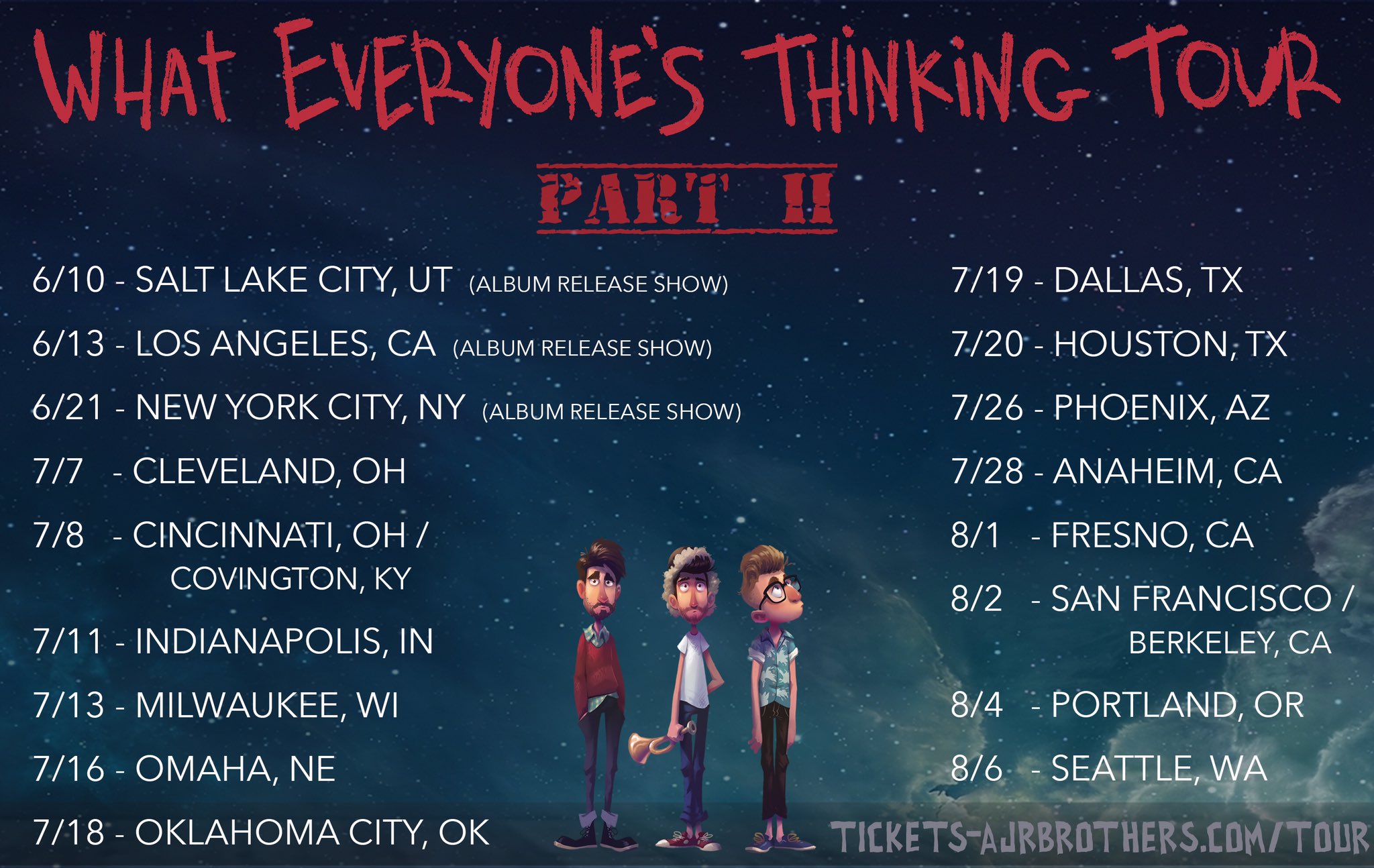 Ajr what everyones thinking tour album release show june 10 Ajr On Twitter What Everyone S Thinking Tour Tickets On Sale Now Last Tour Sold Out So Get Them Quick Https T Co Css4vfbckm Https T Co V1e5xpyncf Twitter