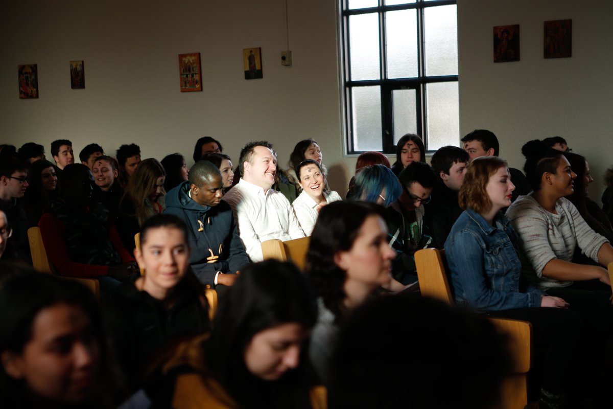 This photo makes it look like Sirman and I died tragically, but attended mass as happy ghosts