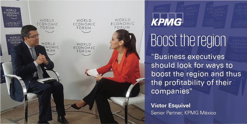 KPMGArgentina's tweet photo. "Business executives should look for ways to boost the region and thus the #profitability of their companies." @KPMGMexico #la17 #WEFLATAM https://t.co/LmPgWqea0s