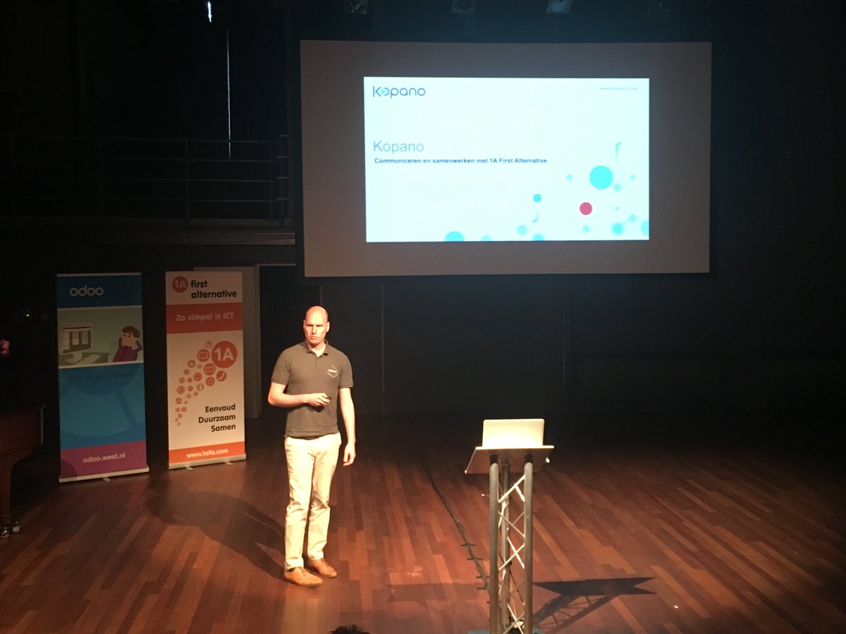 kopanobv's tweet photo. @bhuisman presents #Kopano at the launch of the @1A_Delft system-5. Great job by them on integrating Kopano #1afa #hollandopera #integration https://t.co/xYc2ppLHZV