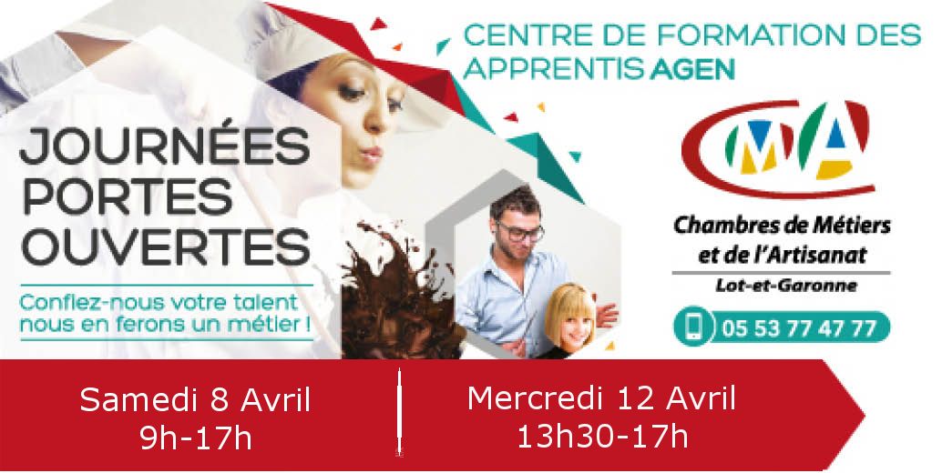 ARTISANAT47's tweet photo. Venez nombreux demain au CFA pour une journée entière dédiée à la découverte de l'apprentissage et de l'Artisanat ! https://t.co/b4srsOgrNy https://t.co/Onfyn71J4b