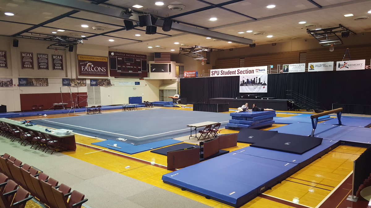 SPUfalconsAT's tweet photo. Calm before the storm.. USA Gymnastics National Championship starts today at 2pm.  Good luck @SPUGYMNASTICS @SPUsports https://t.co/AjIvS3VFds