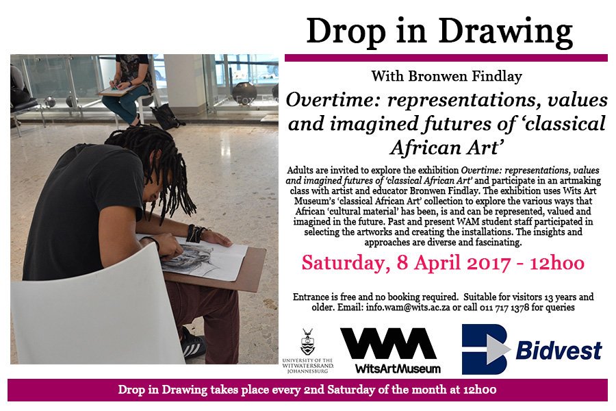 WitsUniversity's tweet photo. Join this month's #DropInDrawing session @WitsArtMuseum! Sat, 8 April at 12h00. Entrance is free and no booking required. https://t.co/6ugLGiTybh