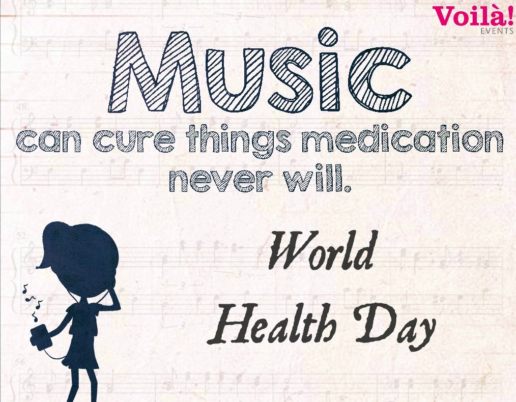 Music - One of the best cures ever!! RT if you agree! #WorldHealthDay #FightDepression #VoilaEvents