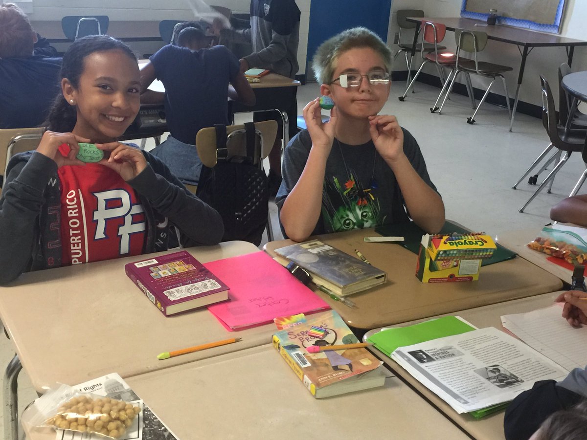 Ajones2173's tweet photo. 2 students have found the positive rocks that @taschur @BruleJudith hid for testing, Thank you! #dlerocks https://t.co/Cu3iF93aN5