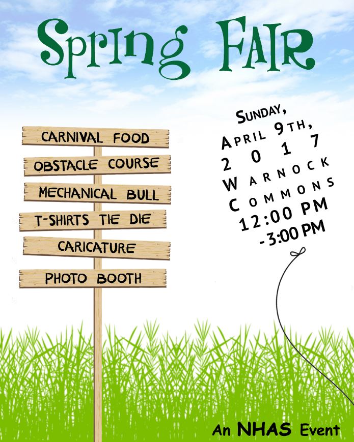 PSUNWWC's tweet photo. Join NHAS in Warnock Commons on Sunday April 9 for the #SpringFair !! enjoy #carnivalfood #obstaclecourse and much more!  #weare #pennstate https://t.co/1XpKl4ru4q