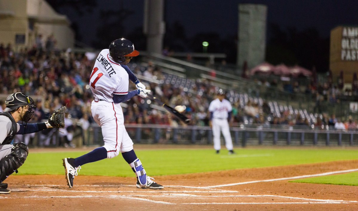 kaotate's tweet photo. @mbraves Travis Demeritte 2B hitting last night during the season opener. @BravesReddit @BravesMILB @ProspectsBraves #TravisDemeritte https://t.co/HtM24VM3r1