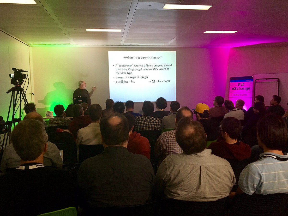 MeganKSlater's tweet image. Learning how to build a #ParserCombinator library from scratch in #FSharp with @ScottWlaschin at #FSharpX! #JSON #Parser