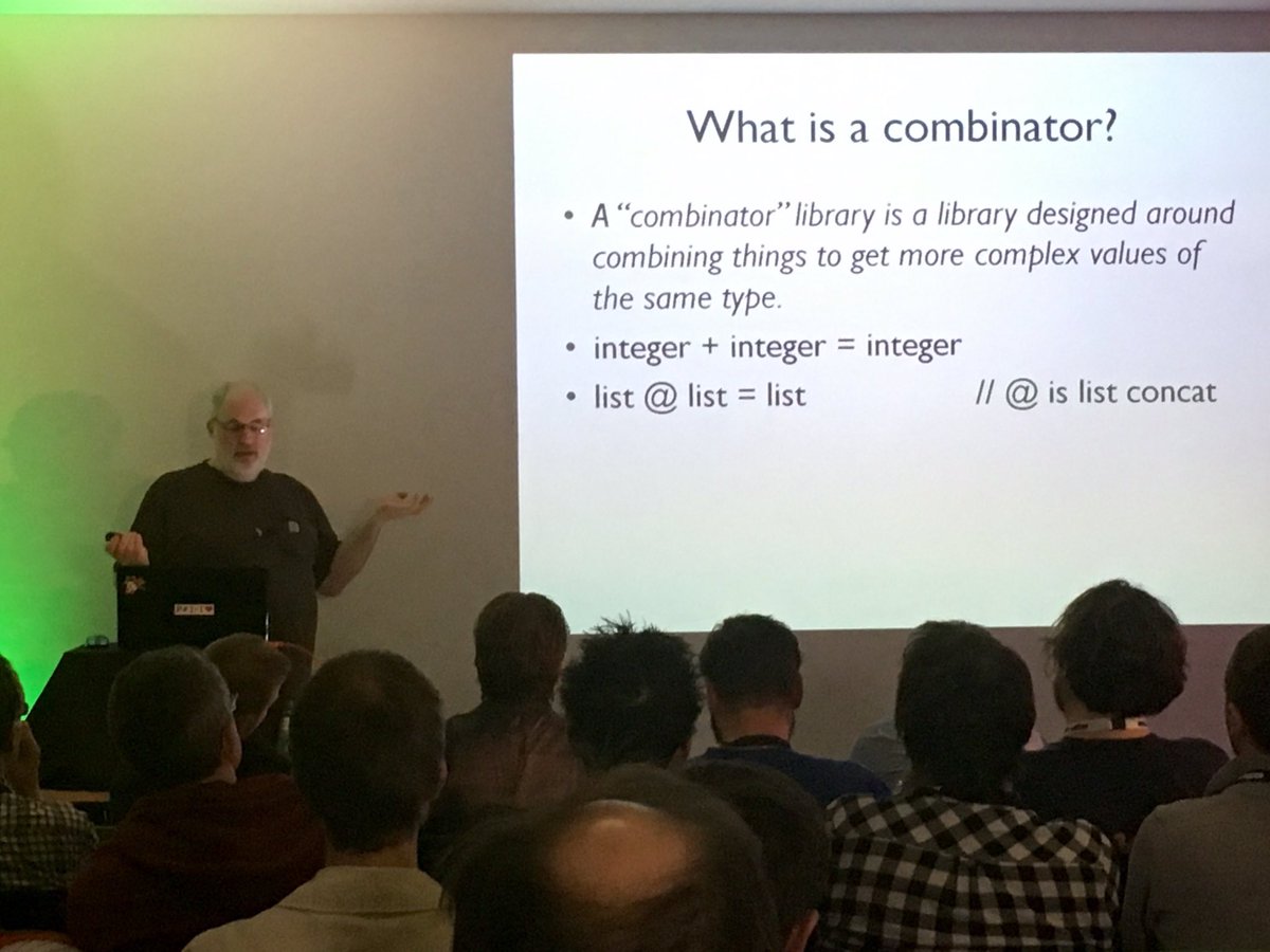 MeganKSlater's tweet image. Learning how to build a #ParserCombinator library from scratch in #FSharp with @ScottWlaschin at #FSharpX! #JSON #Parser