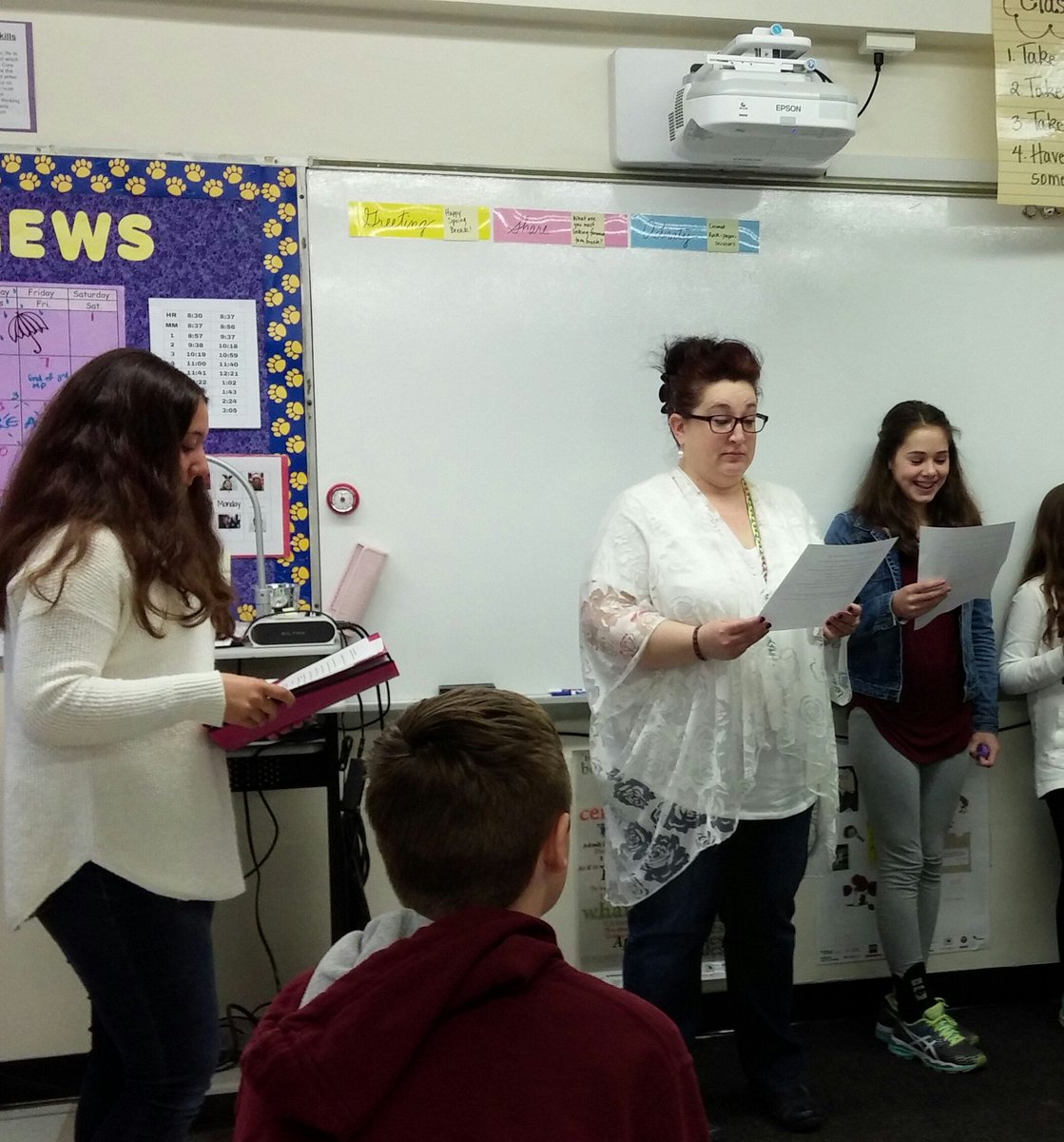 FDStahl's tweet image. Ms. Stahl was a master actor today in the one-act plays written by her awesome ELA students #ELArocks #section73