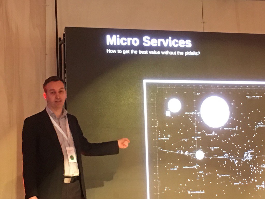 henkkolk's tweet photo. #ING's John Sharratt talking some truth into Micro Services at #INGLovesIT event in Bucharest, Romania https://t.co/sok3rqxXN7