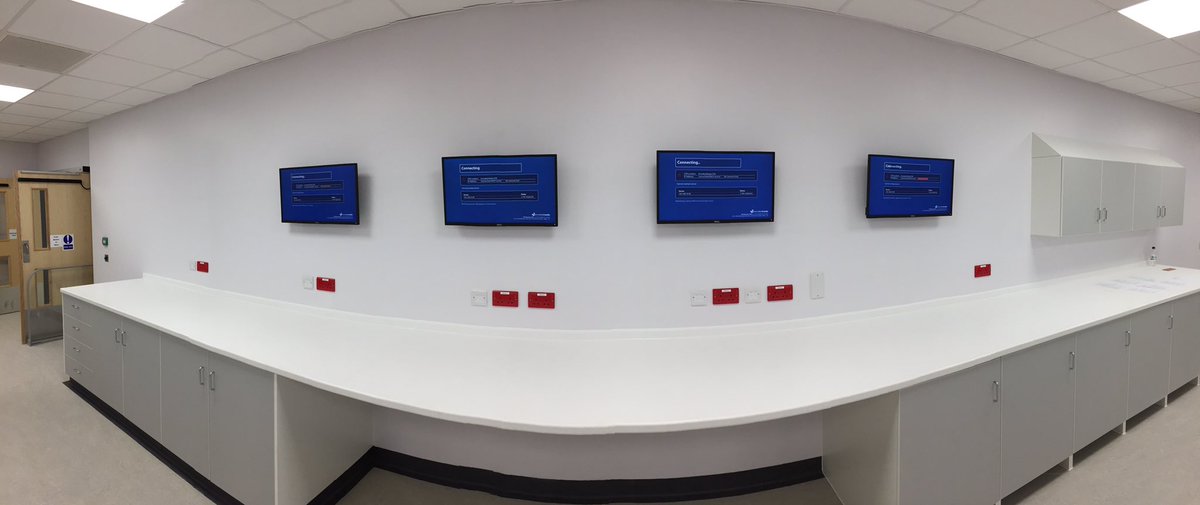 SA_newlandmedia's tweet photo. More patient tracking installed today, another nurses station and 4 screens mounted behind resus. @NewlandmediaLtd https://t.co/2dyO0DVlzm