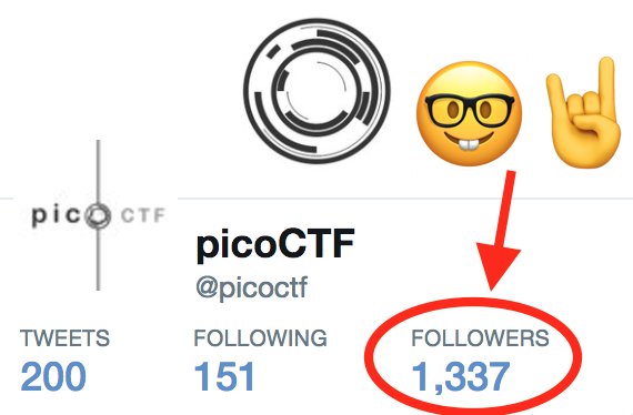 picoctf's tweet image. Just reached #leet level. Thanks for the love -- keep on #hacking! #picoCTF2017