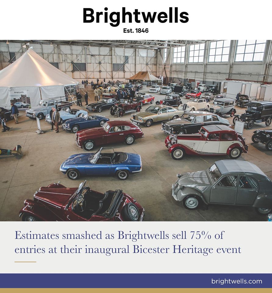 BicesterH's tweet photo. @BWClassicCars sell 75% of entries &amp; smash estimates at first auction of historic cars at Bicester Heritage! @octane_magazine @TeleCars https://t.co/yRx33kCRL2
