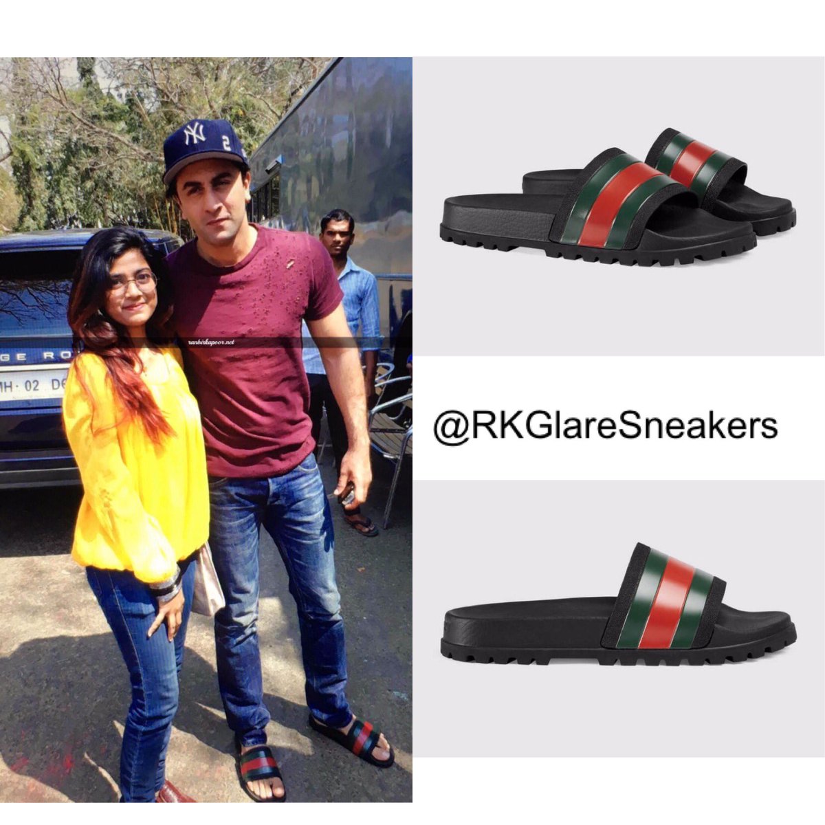 wearing gucci slides