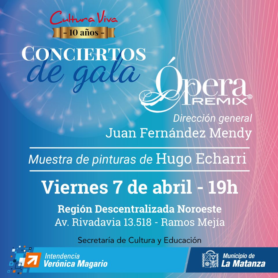 culturalmatanza's tweet photo. Hoy no te pierdas el primer "Concierto de Gala" del año!!! 🎶 🎶 🎶
#CulturaViva
#LaMatanza
#OperaRemix https://t.co/SOKSo2fyzJ