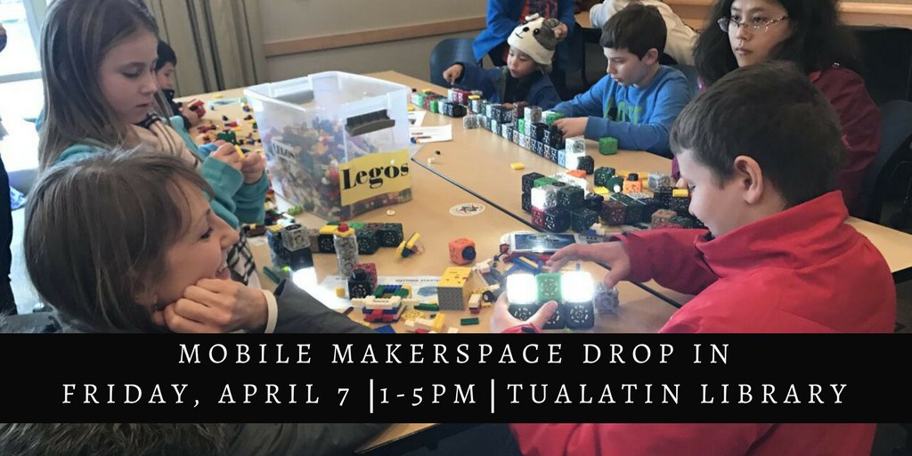 TualatinABC's tweet photo. Stop by the Tualatin Library today for the #TualatinMobileMakerspace event! Check out the 3D pens, fraidy bots, and more #TualatinABC #ABC8 https://t.co/4LDf1WqIRq
