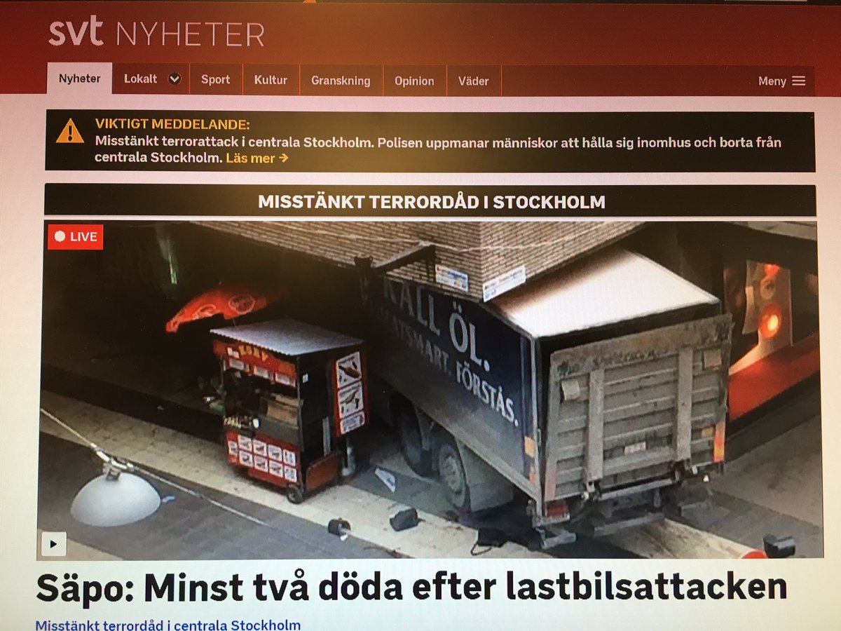 SVT 3 dead and 8 injured #attackoncrowdStockholm