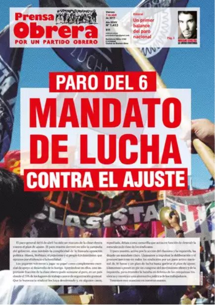 TrefPo's tweet photo. #TresDeFebrero
Tapa d la nueva edición d @prensaobrera N 1453
#Conseguila
Fischetti 4681 #Caseros
Toda la información sobre el #ParoActivo6A https://t.co/NaA0f0vBPi