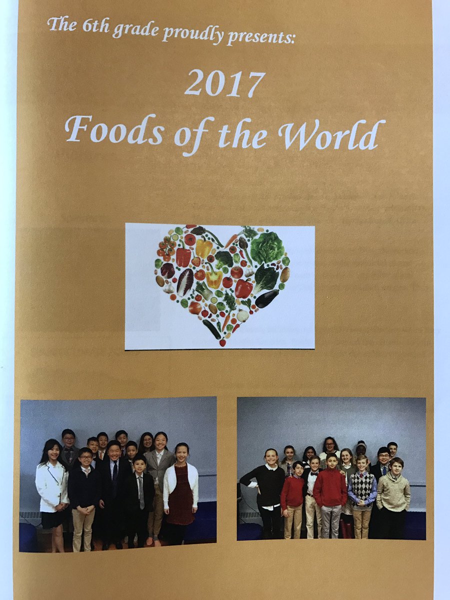 RectorySchoolCT's tweet image. #RectorySchool 6th graders present #FoodsOfTheWorld. They researched countries, presented dishes, and produced a Cookbook #HighValueLearning