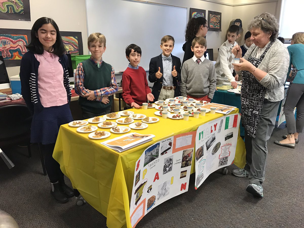RectorySchoolCT's tweet image. #RectorySchool 6th graders present #FoodsOfTheWorld. They researched countries, presented dishes, and produced a Cookbook #HighValueLearning