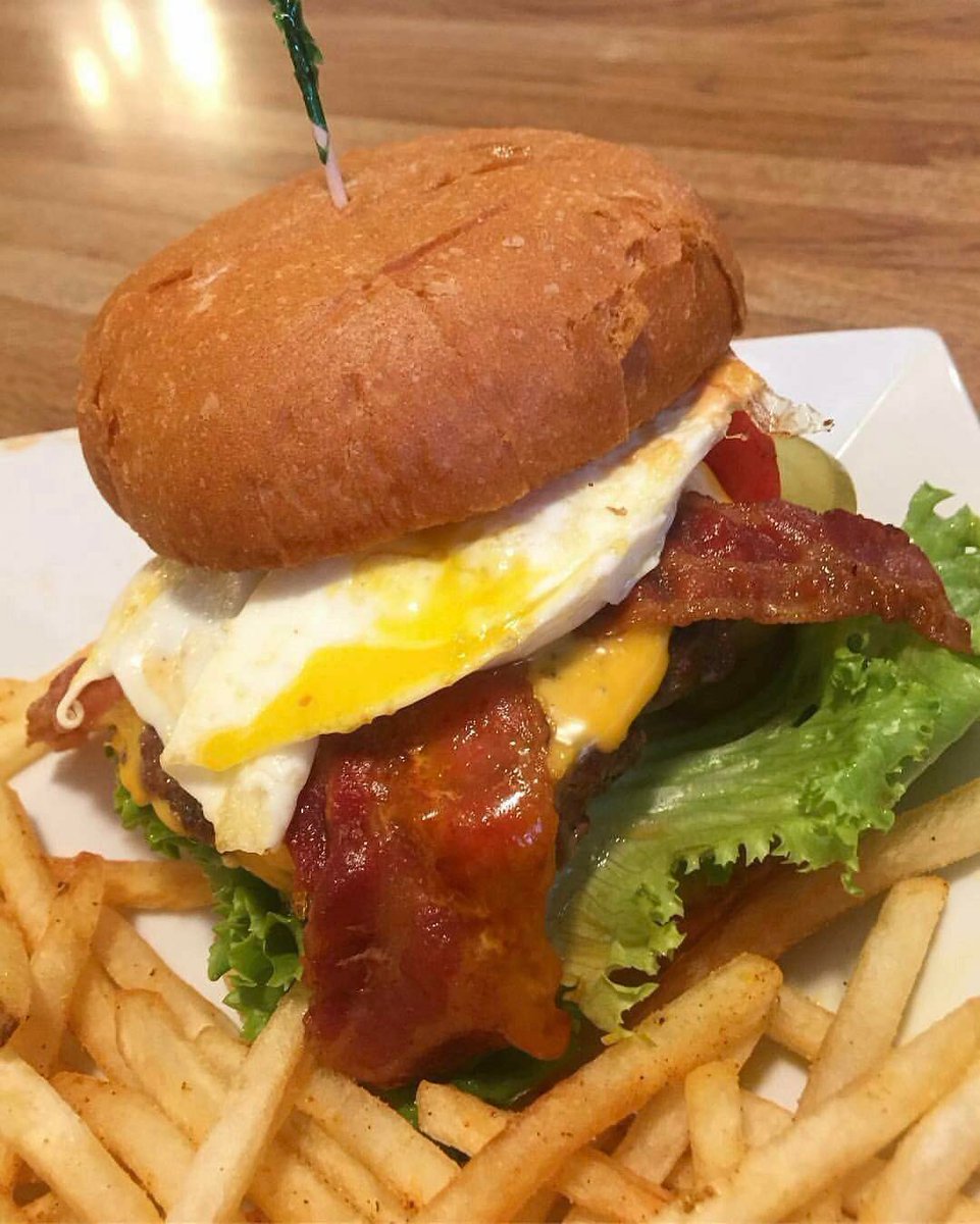 #HappyFriday! Who's ready for a Breakfast in a Burger?! Our off-menu #BreakfastBurger! Ask for a Suzy's #Burger with an #egg over easy!