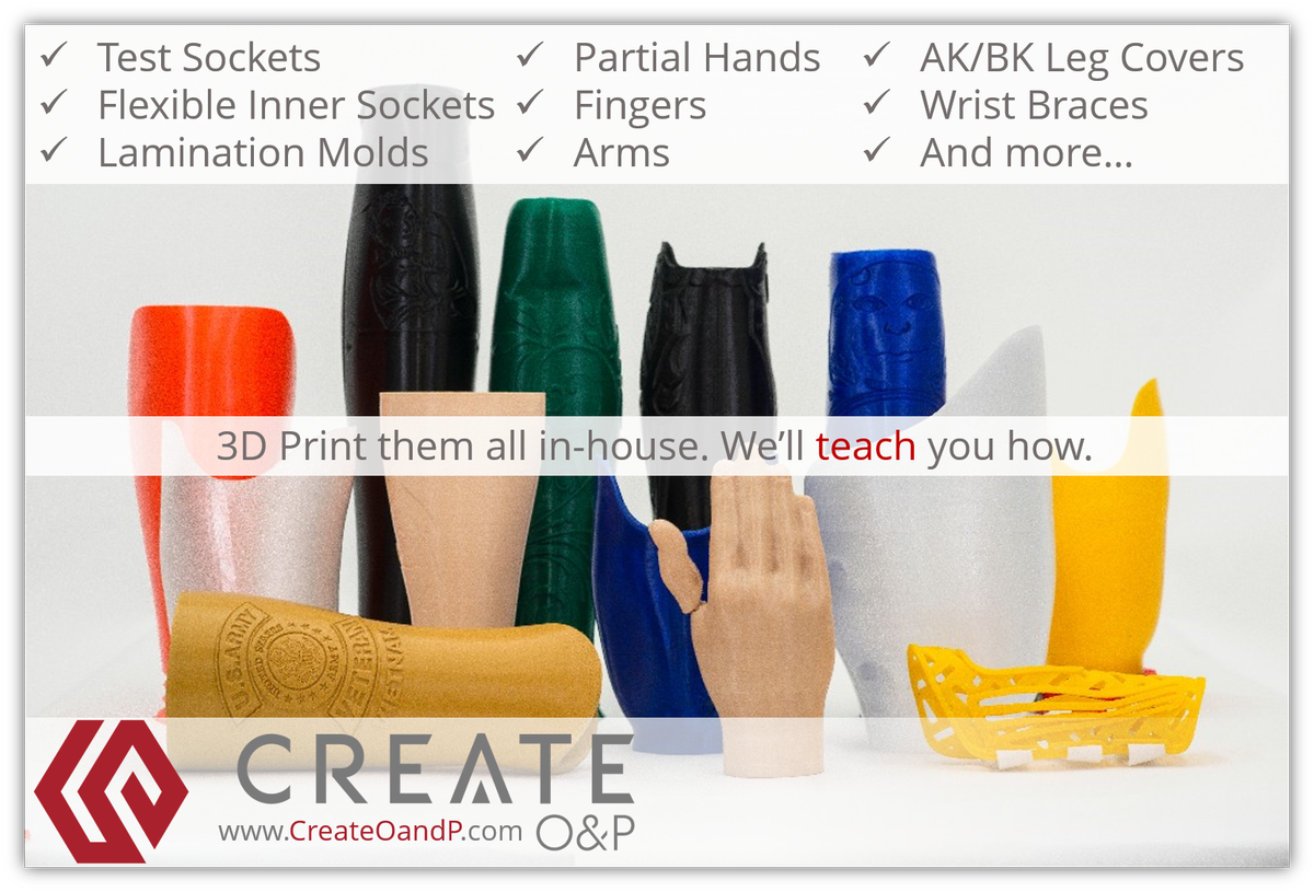 CreateOandP's tweet photo. The list goes on! Training, tools and support come standard. Find out more today!
#Create3400 #Orthotics #Prosthetics #Amputee #3DPrinting https://t.co/6XBIGNyWXx