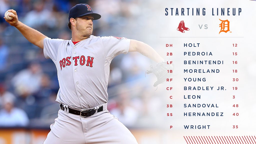 RedSox's tweet photo. .@Knucklepuck23 takes the mound for his first regular season start in today’s #RedSox matchup in Detroit: https://t.co/XpiK7mxt4E https://t.co/L3oNmk2uOQ