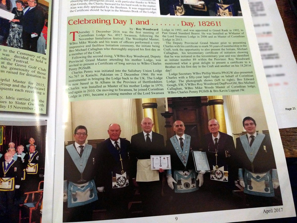 Corinthian4917's tweet photo. Corinthian Lodge is featured in "Y Dalaith" - the South Wales provincial magazine #SMIB #SwanseaMasonicHall @southwalesmason https://t.co/38peQo0B0c