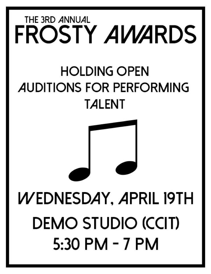 FSU_CCC's tweet image. AUDITIONS! Have what it takes? Come out an audition for the best show in Frostburg. Have questions? Visit us in lane from 12-2 today!