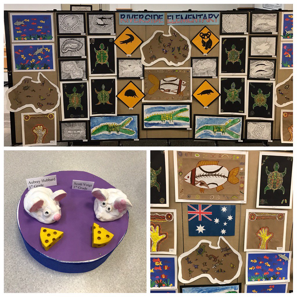 BugsTeacher's tweet photo. Riverside art students had a terrific exhibit with an Australian theme at the Imagine event #Everest2017 #Imagine https://t.co/DTaSx7PAZ5